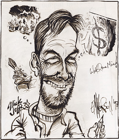 Caricature of Rod Emmerson, by Mick Joffe